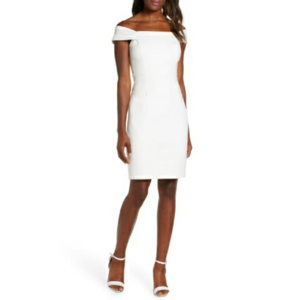 NEW Adelyn Rae Jacklyn Off The Shoulder White Dress